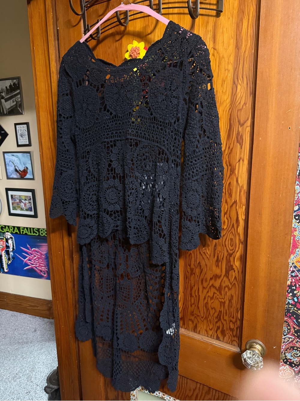 Black Crochet Maxi Dress - Women's Designer-Inspired Style
